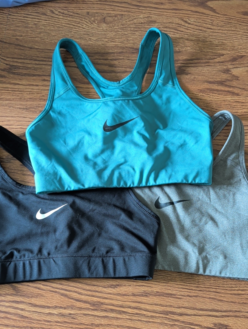 Nike Women’s Teal, Black & Gray Racerback Sports Bras - Pack